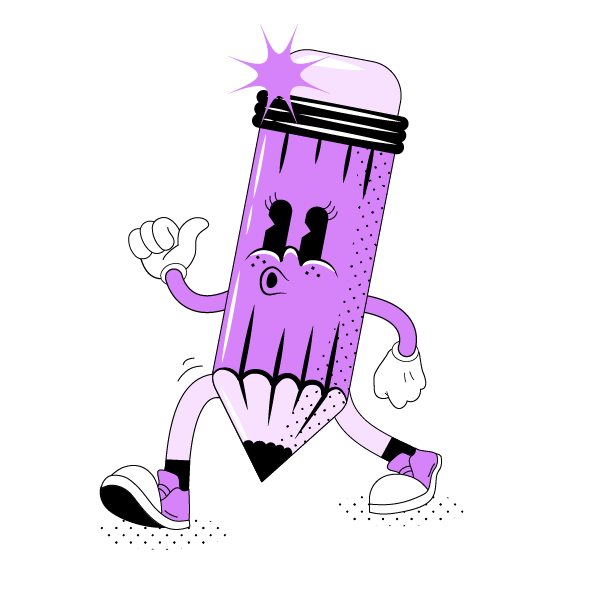 An Illustration of a retro mascot character representing creative work